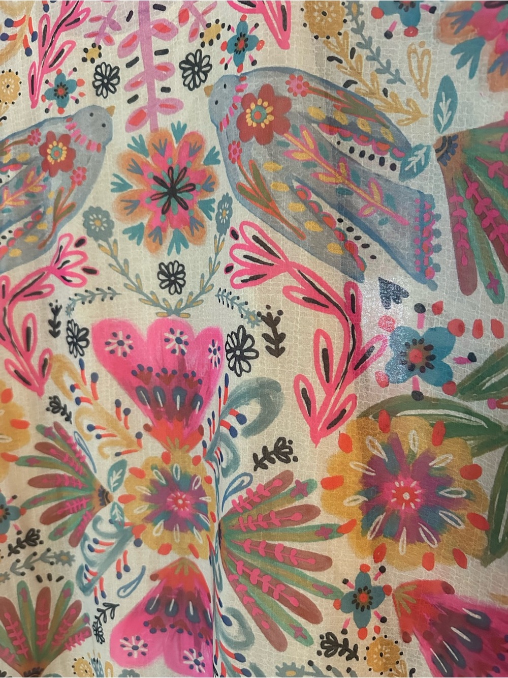 Natural Life Floral Bird Tunic Dress Kimono Sleeve Size Medium - Picture 3 of 5
